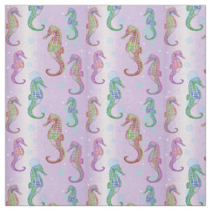 Seepferde in der Malvenfarbe Stoff