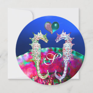 SEEPFERDE IN LIEBE STRANDWÄSCHE MONOGRAM EINLADUNG