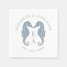 Seepferde Monogram Beach Wedding Dusty Blue