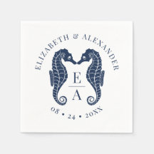 Seepferde Monogram Beach Wedding Navy Blue