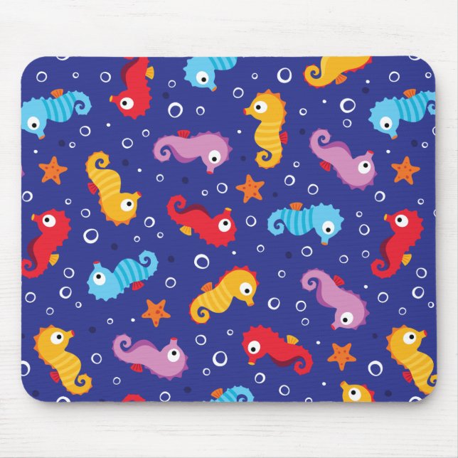 Seepferde Nahtloses Muster Mousepad (Vorne)