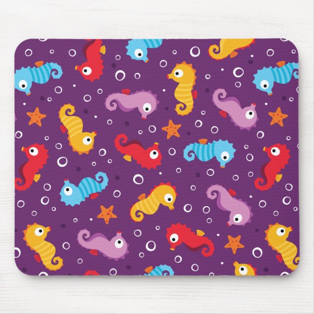 Seepferde Nahtloses Muster Mousepad (Vorne)