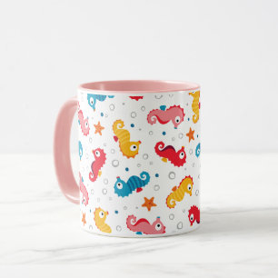 Seepferde Nahtloses Muster Tasse
