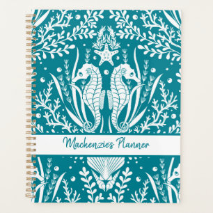 Seepferde Personalisierter Aquamariner blauer Dama Planer