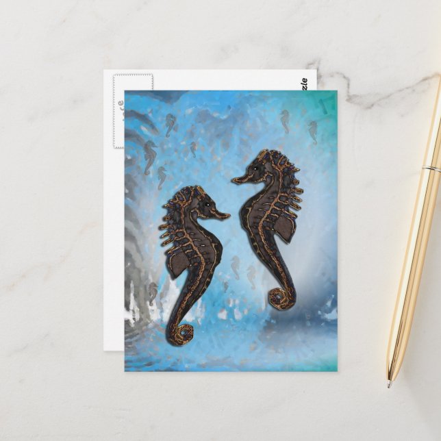 Seepferde Postkarte (Vorderseite/Rückseite Beispiel)
