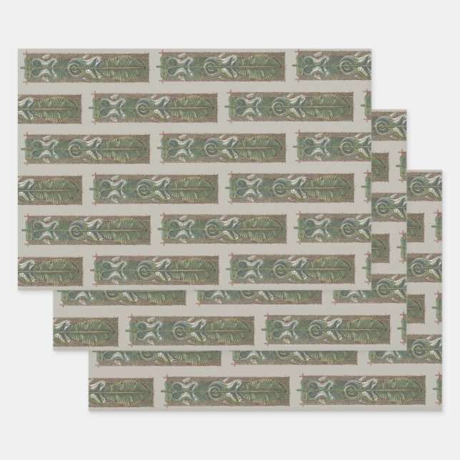 Seepferde und Algen, Vintager Jugendstil Geschenkpapier Set (Set)