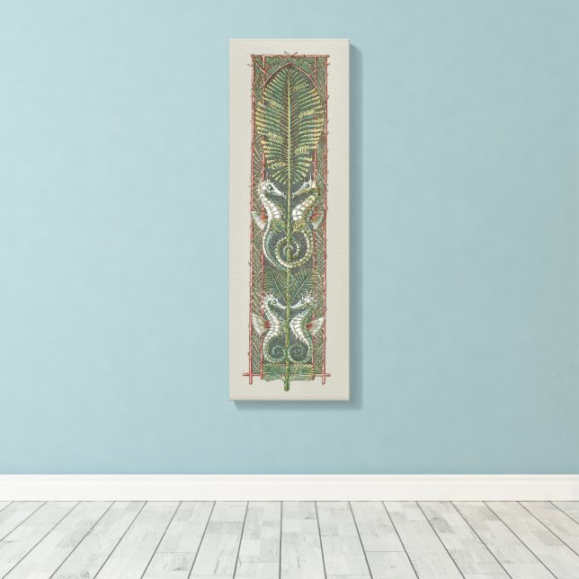 Seepferde und Algen, Vintager Jugendstil Leinwanddruck (Insitu (Holzboden))