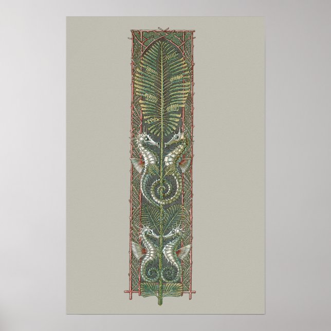 Seepferde und Algen, Vintager Jugendstil Poster (Vorne)