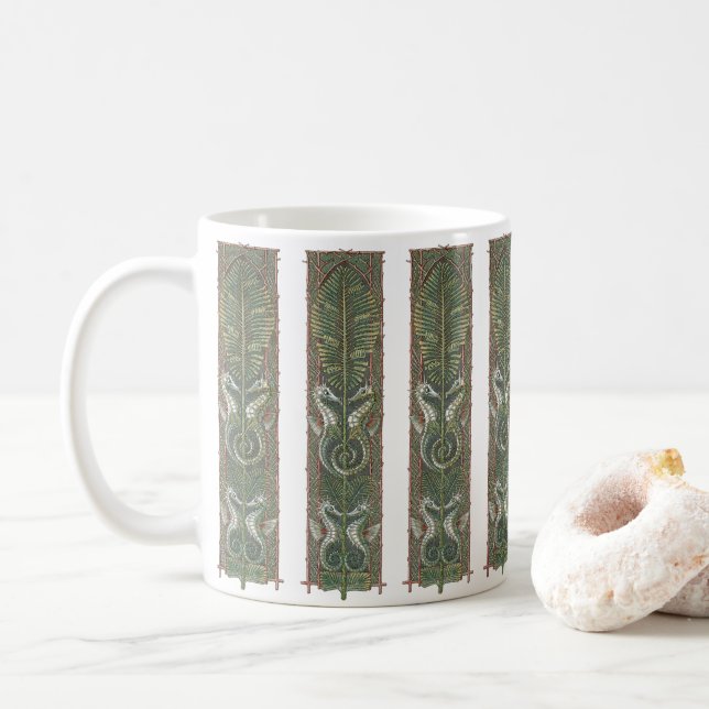Seepferde und Algen, Vintager Jugendstil Tasse (Mit Donut)