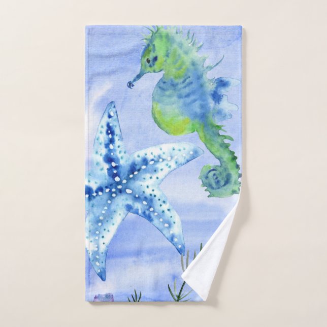 Seepferde und Starfish mit Korallenmuster Handtuch (Handtuch)