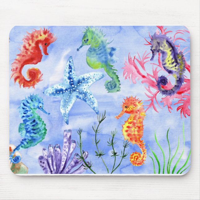 Seepferde und Starfish mit Korallenmuster Mousepad (Vorne)