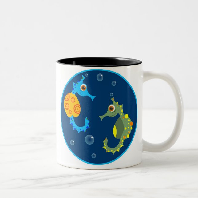 Seepferde Zweifarbige Tasse (Rechts)