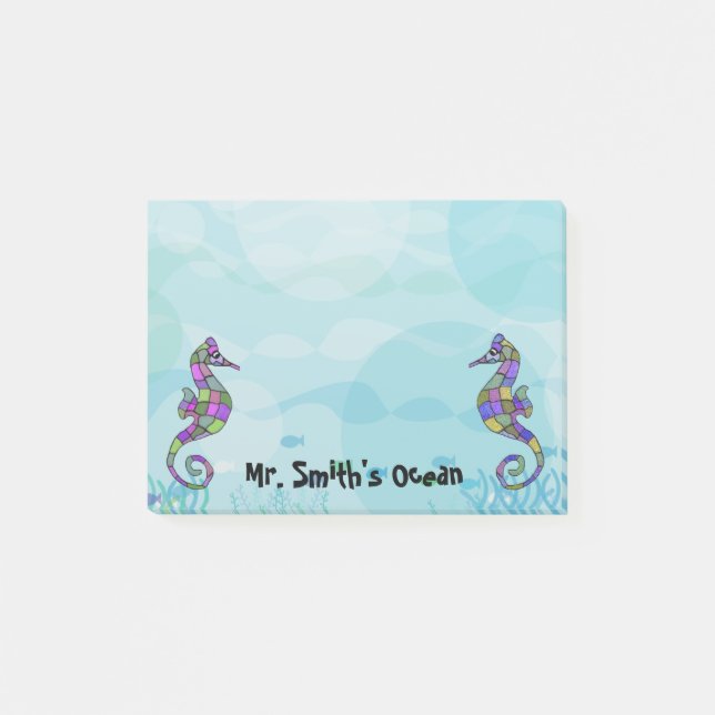 Seepferdelehrer-Post-Itanmerkungen Post-it Klebezettel (Vorderseite)