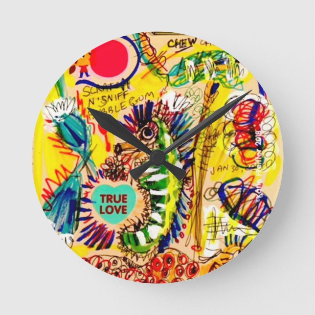 SeepferdGraffiti Runde Wanduhr (Vorderseite)
