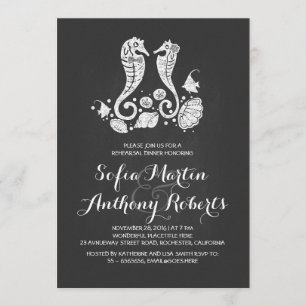 Seepferdpaarstrand-Proben-Abendesseneinladung Einladung