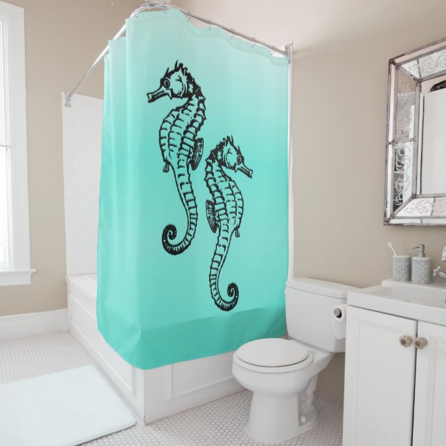 Seepferds Aqua Duschvorhang (Beispiel)