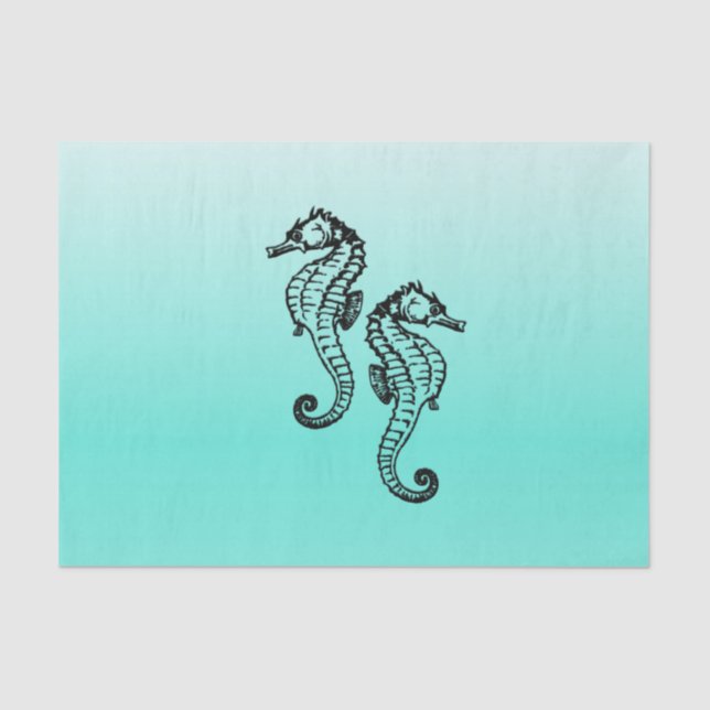 Seepferds Aqua Seidenpapier (Vorderseite)