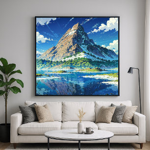 Seepromenade - Farbenfrohe Illustration Poster