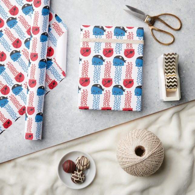 Seeräuber, Quallenfische, Meerestiere Geschenkpapier (Kunsthandwerk)