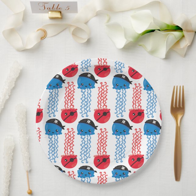 Seeräuber, Quallenfische, Meerestiere Pappteller (Hochzeit)