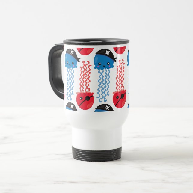 Seeräuber, Quallenfische, Meerestiere Reisebecher (Vorderseite Links)