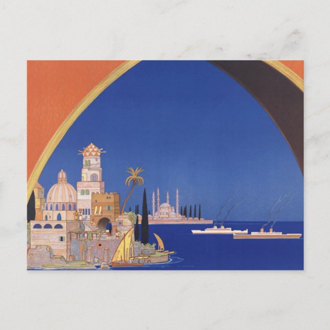 Seereise auf der Seepromenade im Mittelmeer Postkarte (Vorderseite)