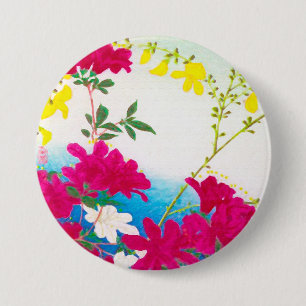 Seerosen aus Japan - Magenta, gelb blau Button