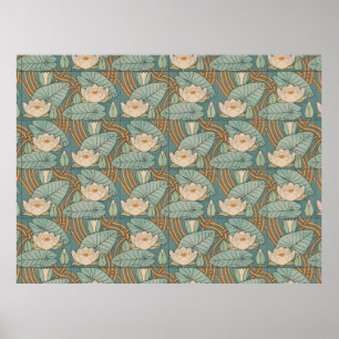 Seerosen Lilie Art Nouveau Natur Poster