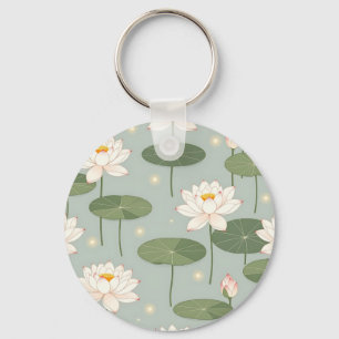 Seerosen-Lotus-Teich-Muster Schlüsselanhänger