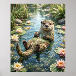 Seerosen Otter Fluss Freude Poster