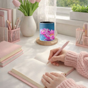 Seerosen-Rosa-Blüte im Wasser, volle Wasserfarbe Tasse