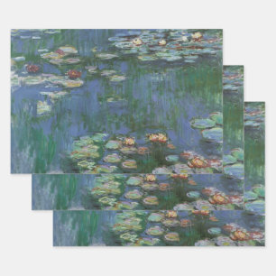 Seerosen von Claude Monet, Vintage-Blumen Geschenkpapier Set