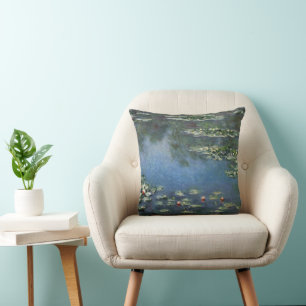 Seerosen von Claude Monet, Vintage Blumen Kissen
