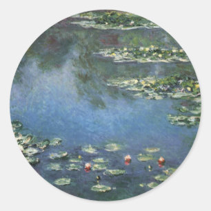 Seerosen von Claude Monet, Vintage Blumen Runder Aufkleber