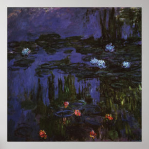 Seerosen von Claude Monet, Vintage Impressionismus Poster