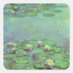 Seerosen von Claude Monet, Vintage Impressionismus Quadratischer Aufkleber