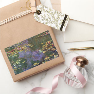 Seerosen von Claude Monet, Vintage Natur Kunst Rechteckiger Aufkleber