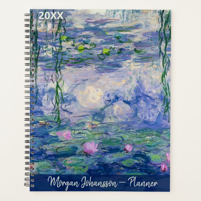 Seerosen von Monet | Benutzerdefinierter Text Planer (Vorderseite)