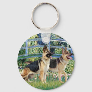 Seerosenteich-Brücke - Zwei Deutsche Schäferhunde Schlüsselanhänger