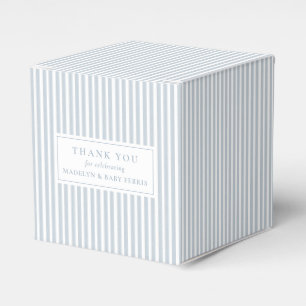 Seersucker blau weiß gestreifte preppy Babyparty Geschenkschachtel