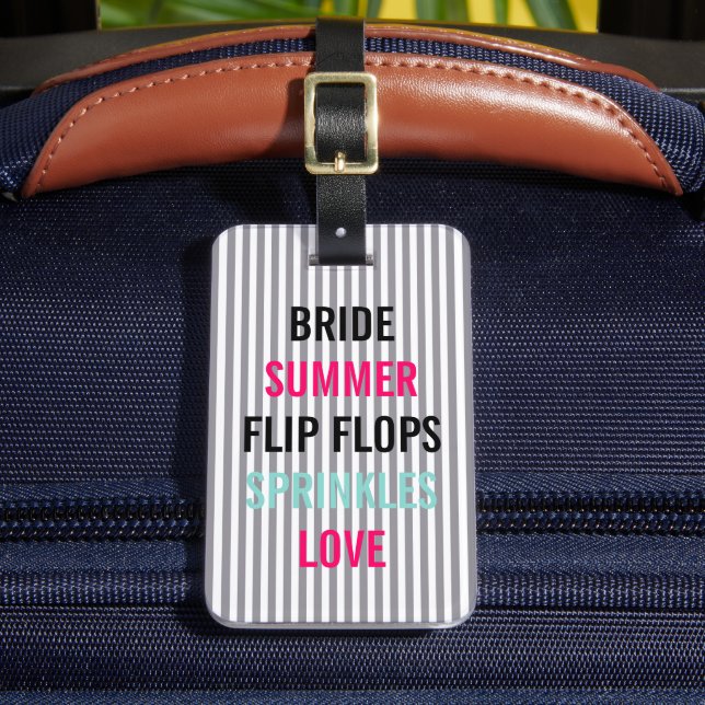 Seersucker Blue Summer Bridge Sprinkle Party Gepäckanhänger (Vorderseite Insitu 2)
