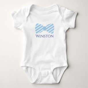 Seersucker Bow Krawatte Personalisiert Baby Bodysu Strampler