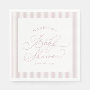 Seersucker rosa weiß gestreifte vornehme Babyparty Serviette