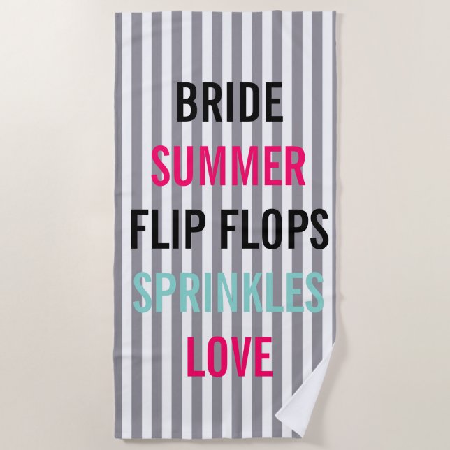Seersucker Summer Bride Sprinkle Party Strandtuch (Vorderseite)