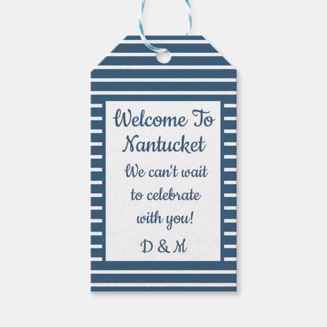 Seersucker Wedding Willkommenstempel Geschenkanhänger (Vorderseite)