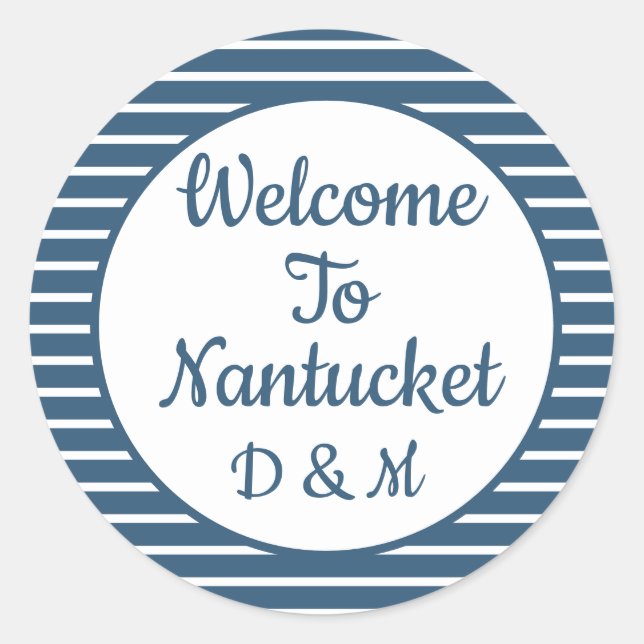 Seersucker Willkommensaufkleber mit individualisie Runder Aufkleber (Vorderseite)