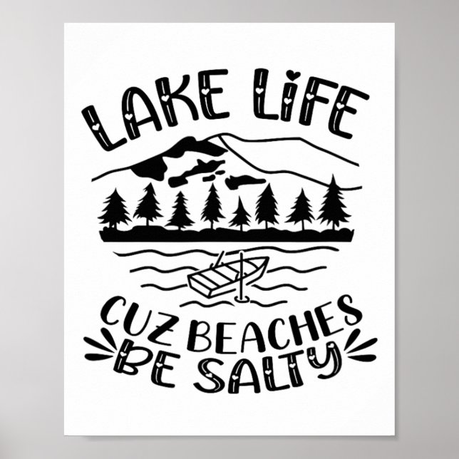 Sees Cuz Beach Be Salty Hearts Poster (Vorne)