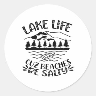Sees Cuz Beach Be Salty Hearts Runder Aufkleber