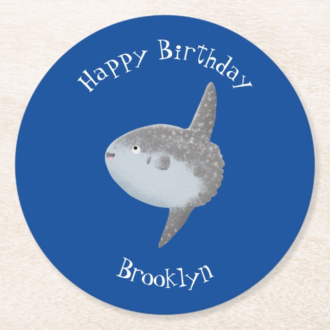 Seesaibling mola niedlicher Cartoon Runder Pappuntersetzer (Vorderseite)