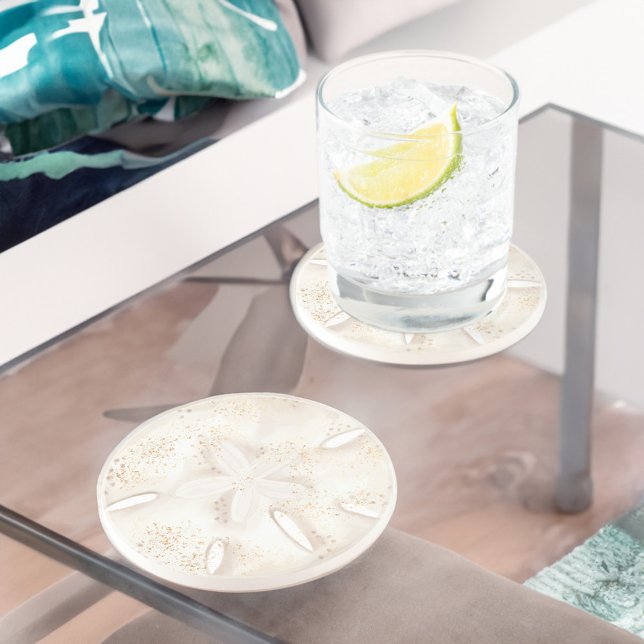 Seesand Dollar Seashell Aquarell Illustration Getränkeuntersetzer (Ocean Sand Dollar Seashell Watercolor Illustration Coaster)